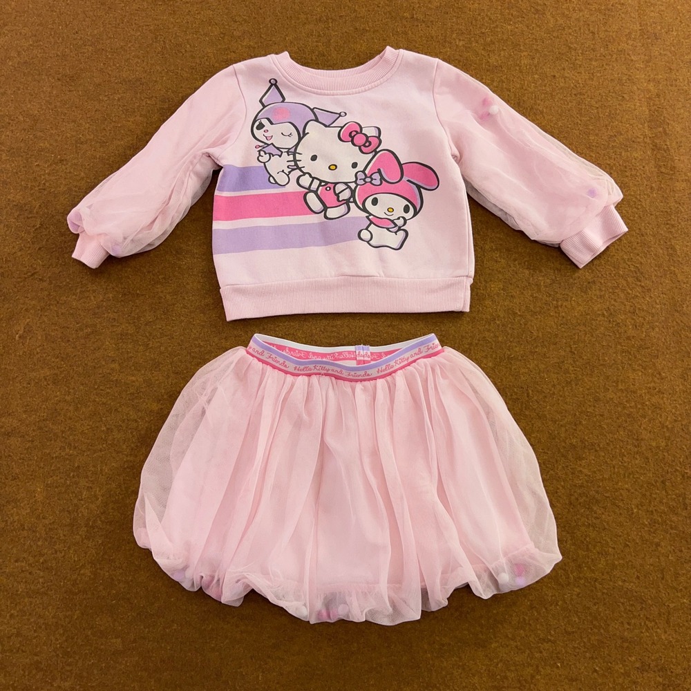 Sanrio Toddler 2T Pink Hello Kitty Friends Sweatshirt and Tutu Skirt Set